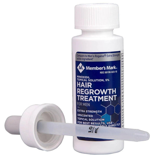 Member's Mark Hair Regrowth Treatment Extra Strength for Men, 5% Minoxidil Topical Solution, 2 fl. oz 6 pack (6 Month Supply)
